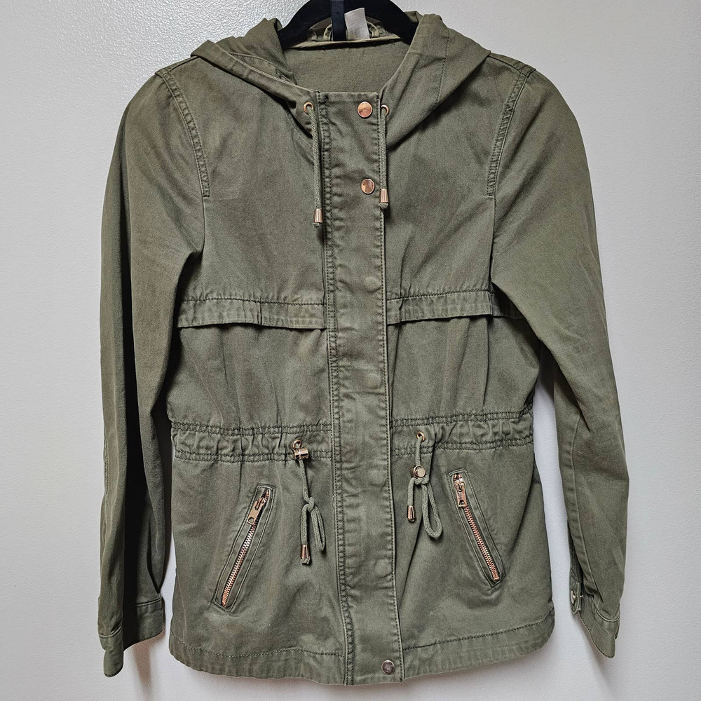 H&M Divided 100% Cotton Army Green Jacket Size 6